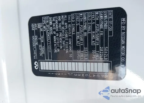 2020 Infiniti Qx50 Luxe Awd from USA, damaged, VIN 3PCAJ5M33LF113711